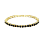 Pulsera Tenis Clásica Baño en Oro 18k Zircón Negro