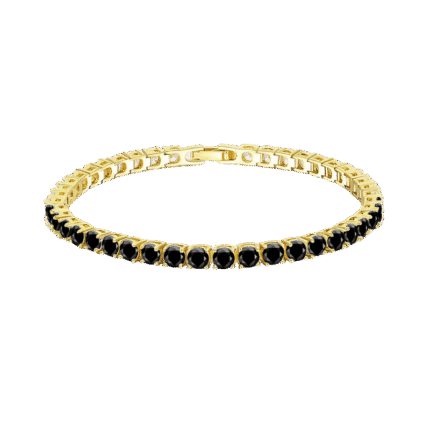 Pulsera Tenis Clásica Baño en Oro 18k Zircón Negro