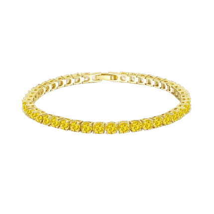 Pulsera Tenis Clásica Baño en Oro 18k Zircón Amarillo