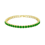 Pulsera Tenis Clásica Baño en Oro 18k Circonia Cúbica 4mm Verde Esmeralda