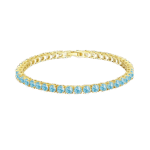 Pulsera Tenis Clásica Baño en Oro 18k Zircón Azul