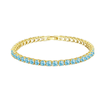 Pulsera Tenis Clásica Baño en Oro 18k Zircón Azul
