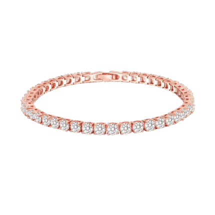 Pulsera Tenis Clásica Baño en Oro Rosado 4mm Circonia Cúbica Blanca